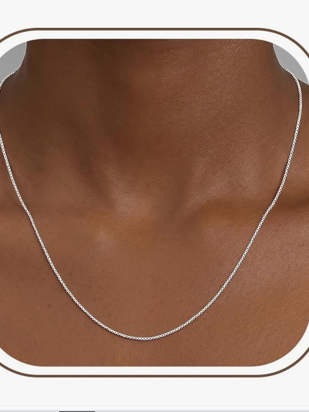 925 Sterling Silver Box Chain Necklace for Women